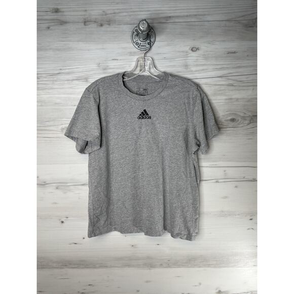 Adidas Shirt Womens Large Gray Regular Fit Crewneck Small Logo Athletic Tee Gym - Picture 1 of 8